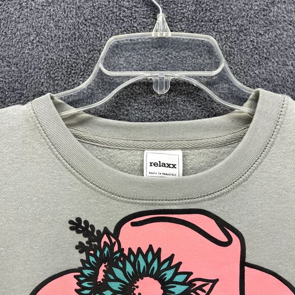 Relaxx Sweatshirt Womens Small Cowgirl Graphic oversized Crop Top Sweater - Picture 3 of 15